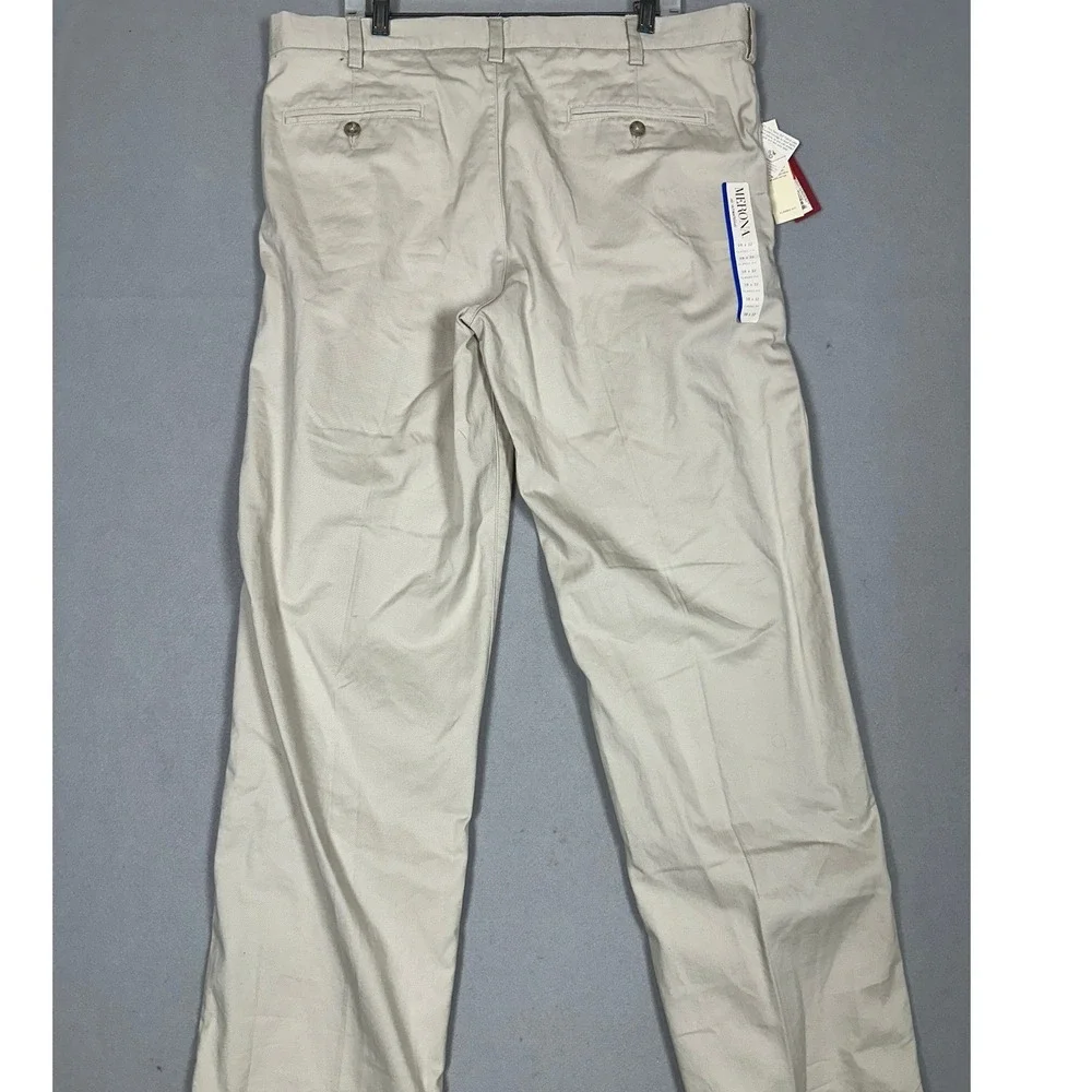 NEW Merona Pants Mens 38X32 Beige The Ultimate Khaki Classic Fit Straight Fit